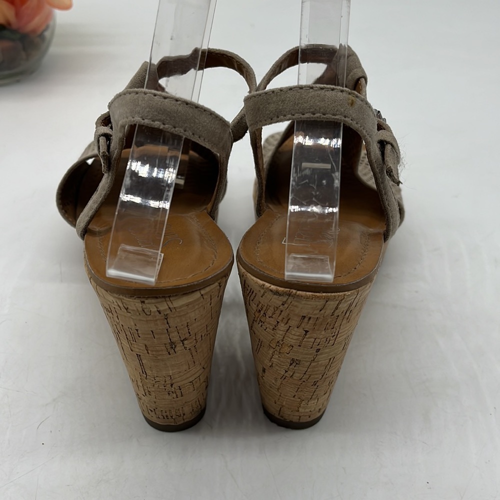 Franco Sarto Clinton Cut Out Tan Cork Wedge Sandal Size 8. MCW2818B - Picture 4 of 9